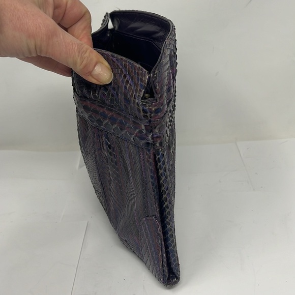 Purple Eggplant Python Snakeskin Clutch Shoulder Bag - Picture 4 of 8
